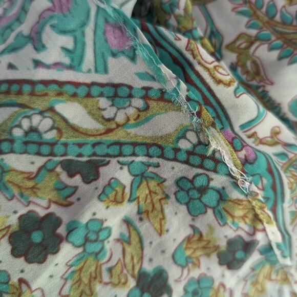 BA&SH Faga Off The Shoulder Midi Dress Size Small Green Paisley Preowned - Picture 12 of 13